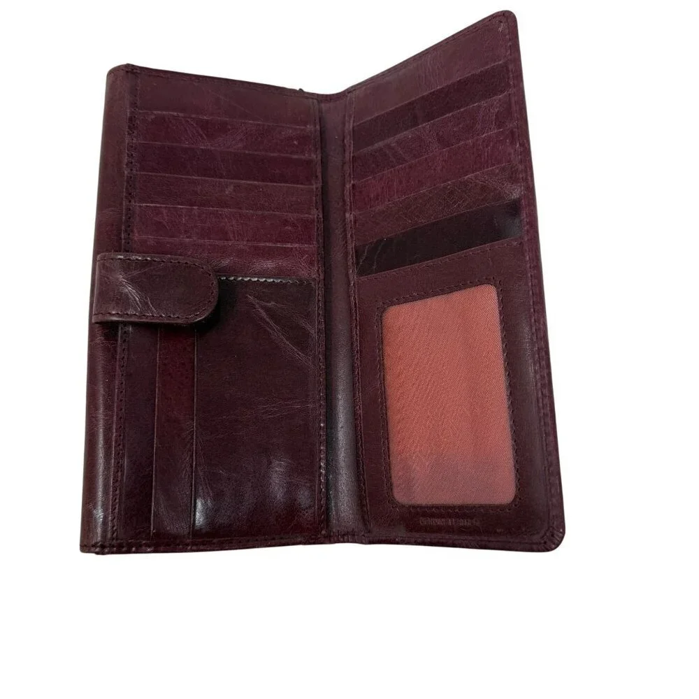 Vintage Sophia Visconti Burgundy Leather Wallet Card Slots Snap Closure Bifold